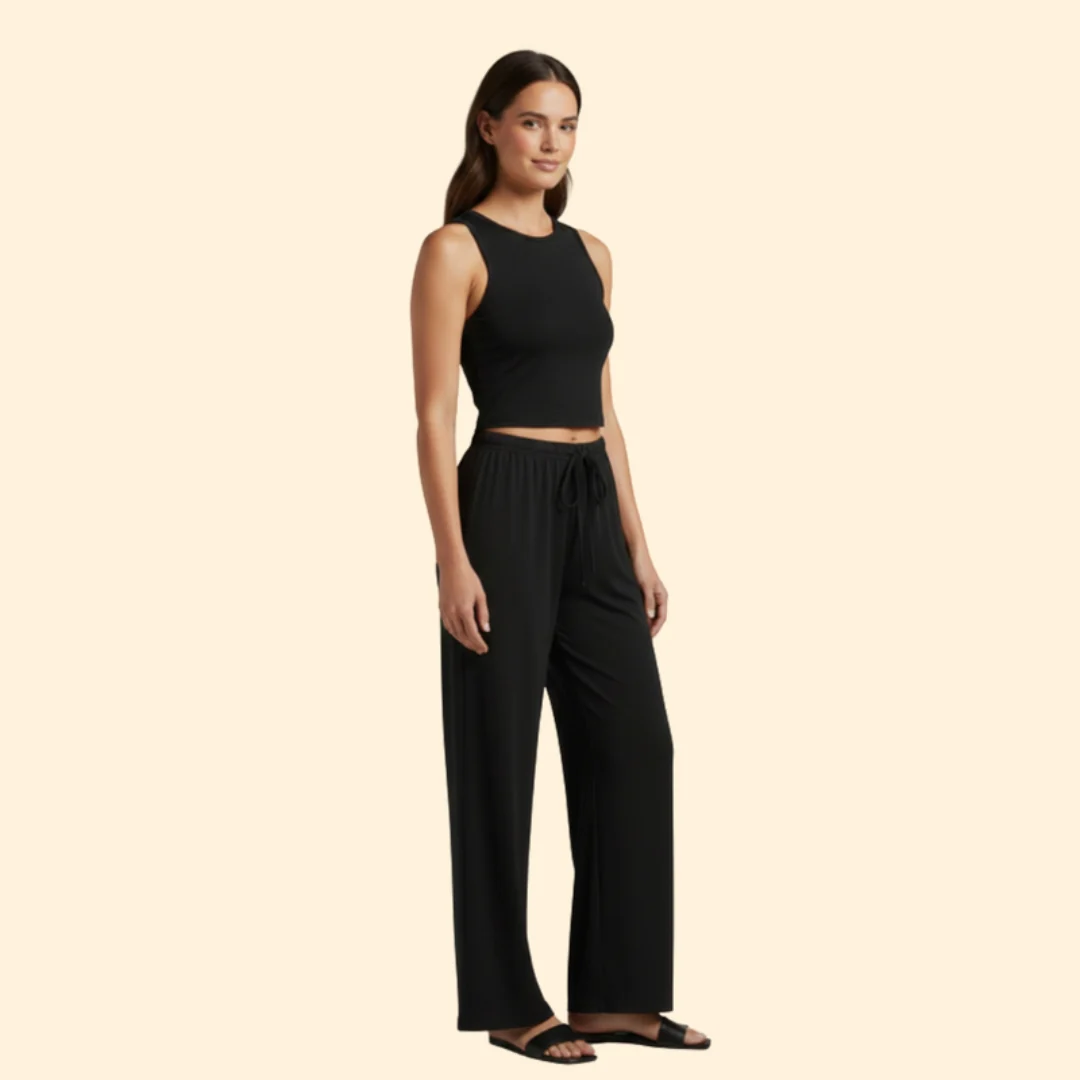 Women’s Casual Set with Wide-Leg Trousers - Image 3
