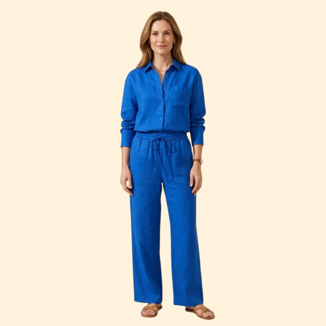Women’s Casual Shirt and Drawstring Pants Set - Image 2