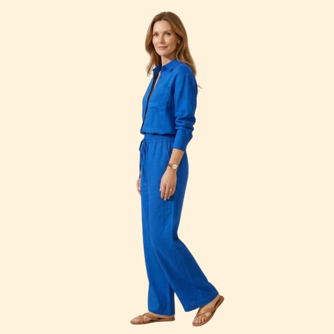 Women’s Casual Shirt and Drawstring Pants Set - Image 3