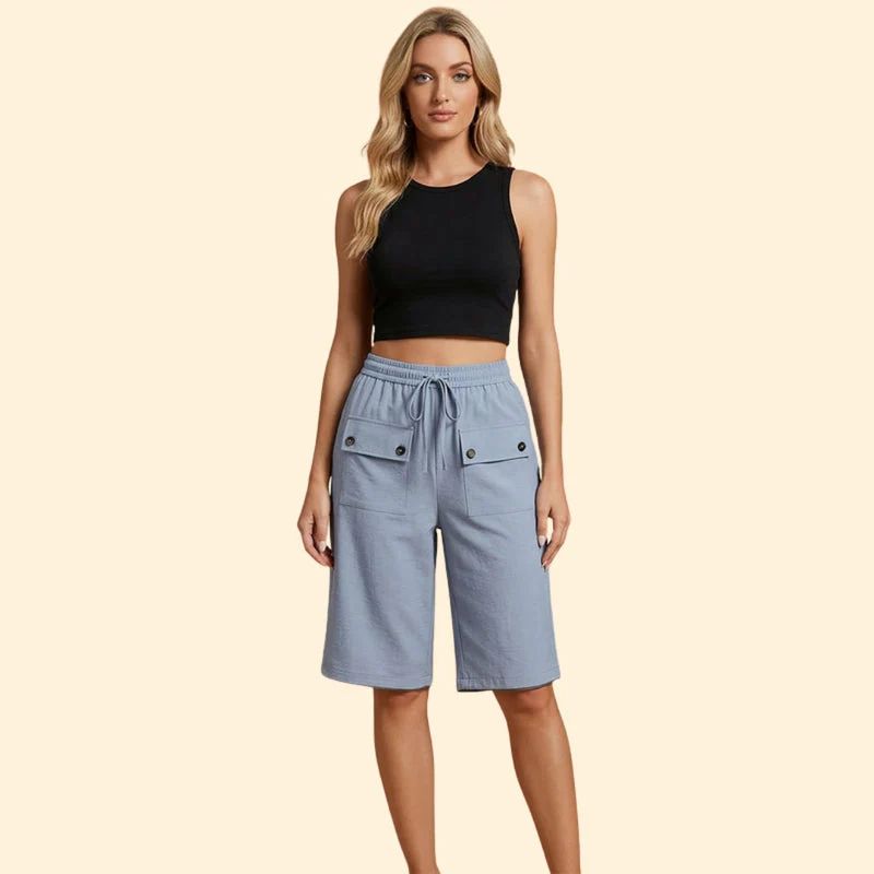Women’s Casual Shorts with Patch Pockets - Image 2