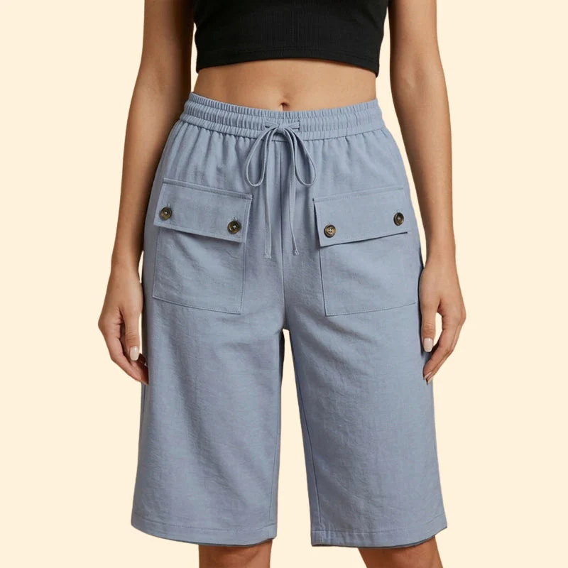 Women’s Casual Shorts with Patch Pockets - Image 3