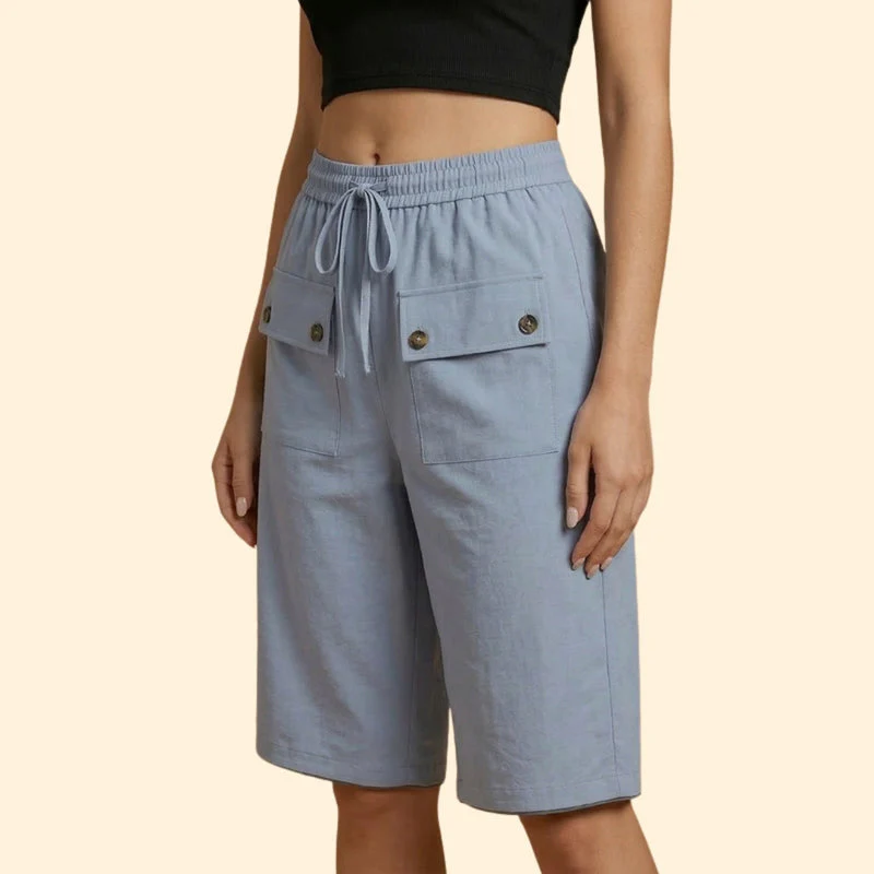 Women’s Casual Shorts with Patch Pockets - Image 4