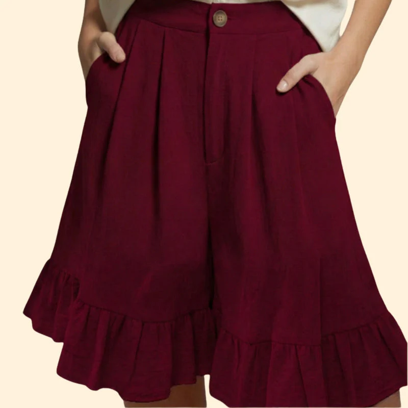 Women’s Casual Shorts with Ruffle Hem - Image 10