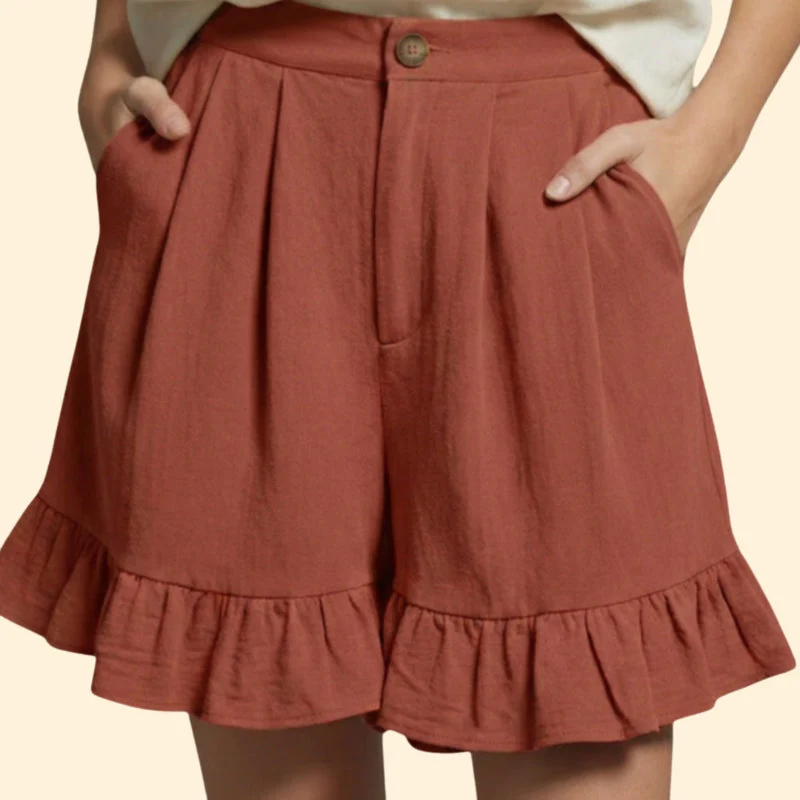 Women’s Casual Shorts with Ruffle Hem - Image 14