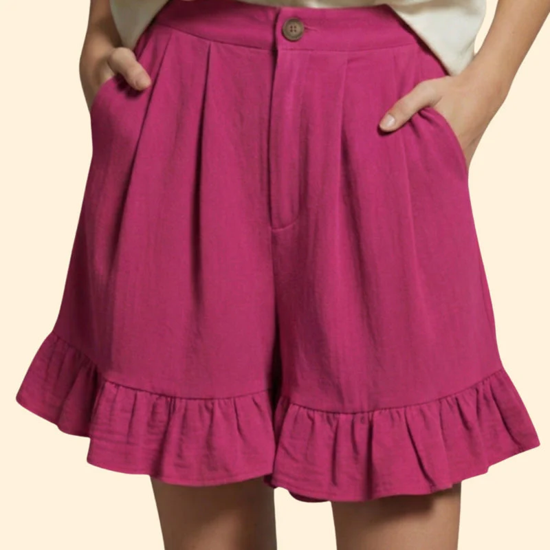 Women’s Casual Shorts with Ruffle Hem - Image 15