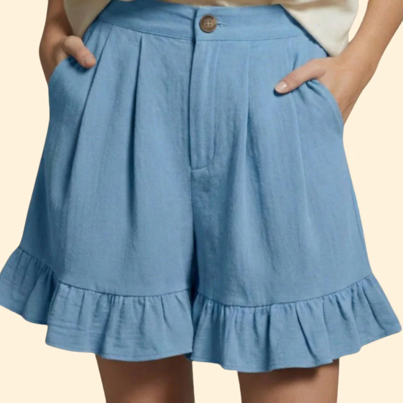Women’s Casual Shorts with Ruffle Hem - Image 16