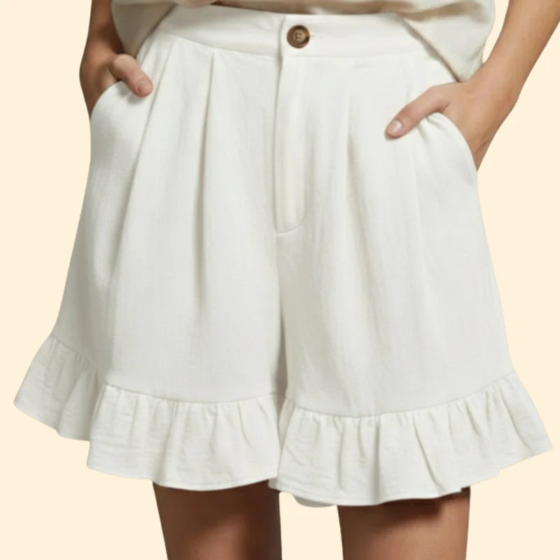 Women’s Casual Shorts with Ruffle Hem - Image 6