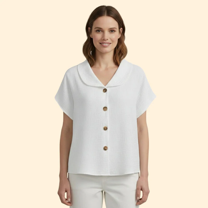Women’s Casual T-Shirt with Button Detail and Collar - Image 6