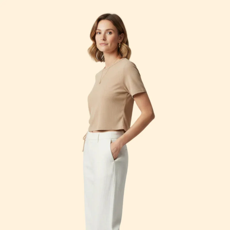 Women’s Casual T-Shirt with Drawstring Side - Image 3