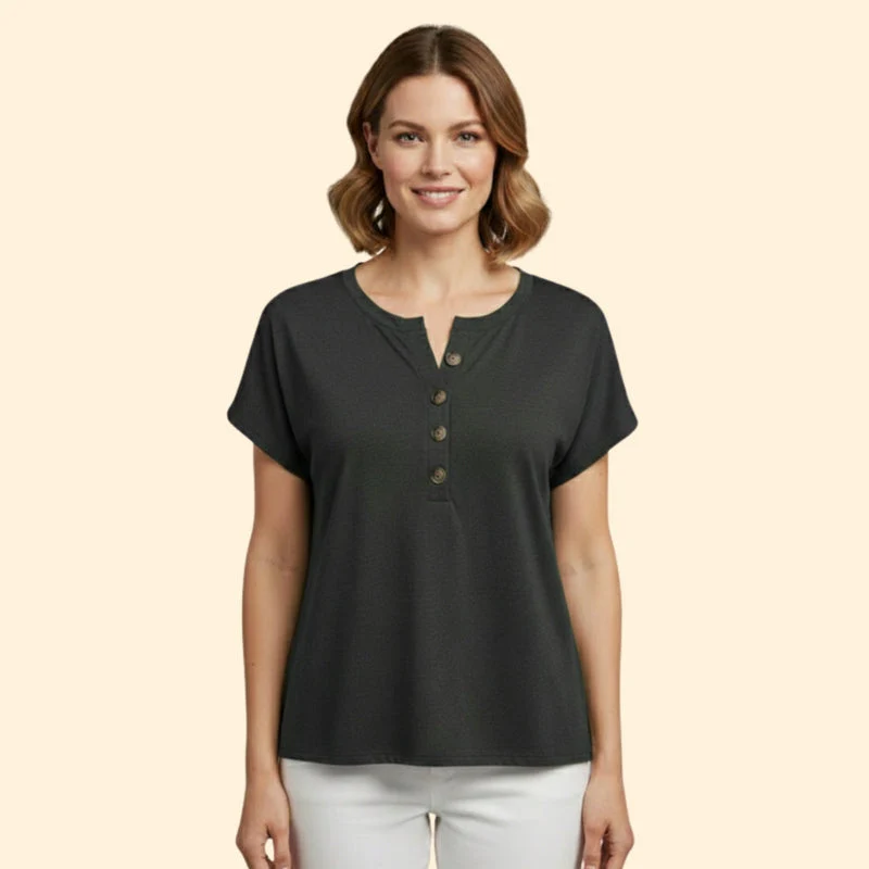 Women's Casual T-Shirt with Henley Neckline - Image 8