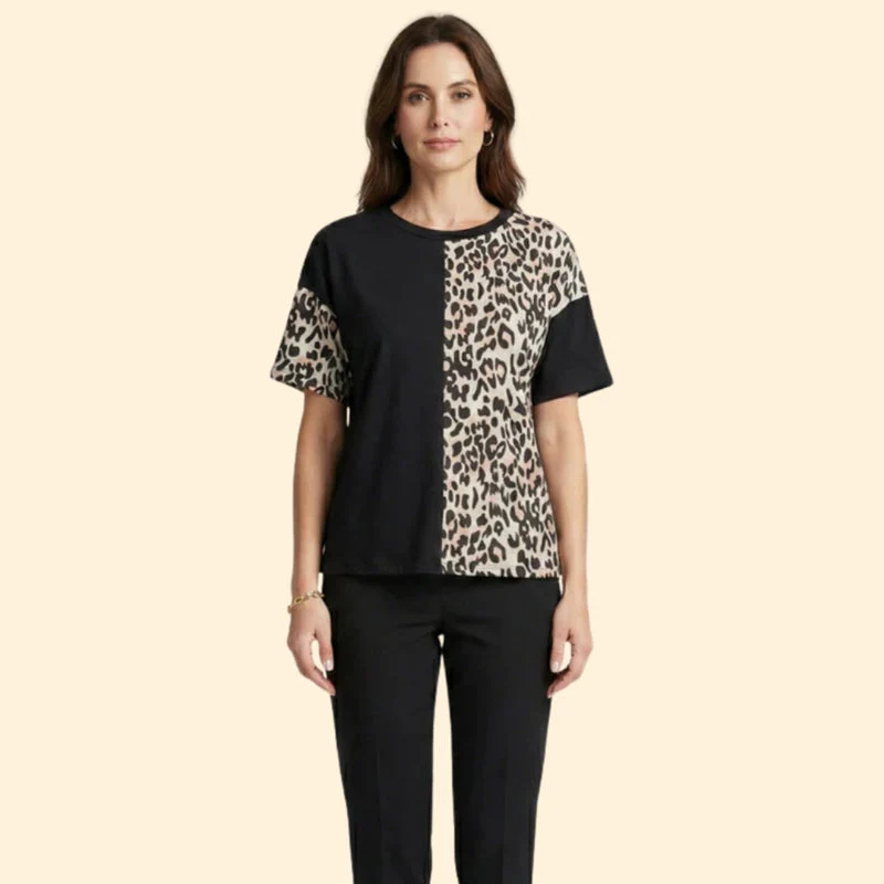 Women’s Casual T-Shirt with Leopard Print - Image 2