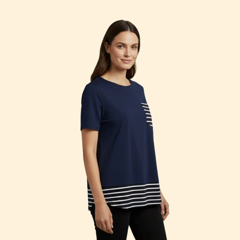 Women’s Casual T-Shirt with Striped Pocket - Image 4