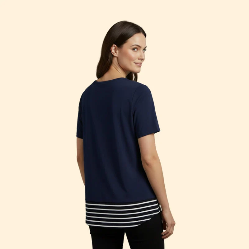 Women’s Casual T-Shirt with Striped Pocket - Image 5
