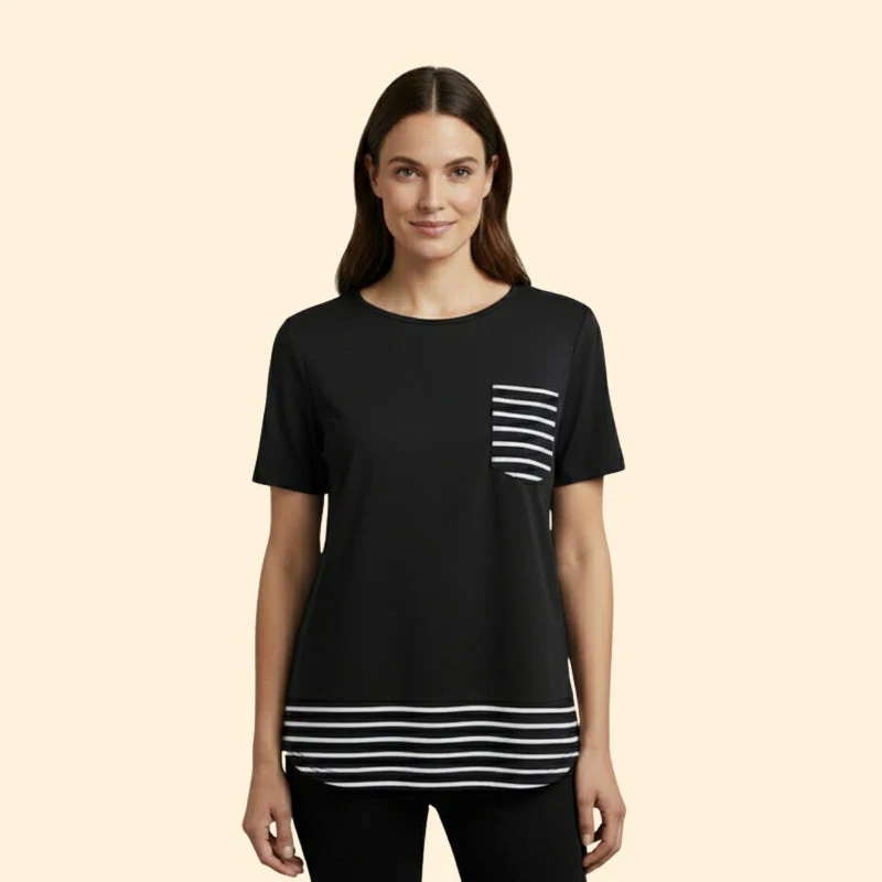 Women’s Casual T-Shirt with Striped Pocket - Image 6