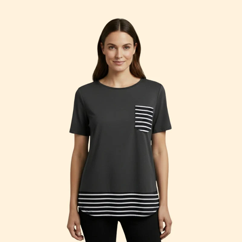 Women’s Casual T-Shirt with Striped Pocket - Image 7