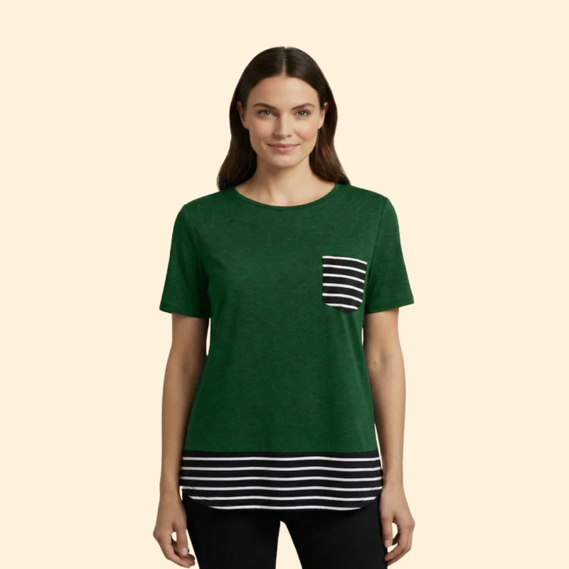 Women’s Casual T-Shirt with Striped Pocket - Image 8