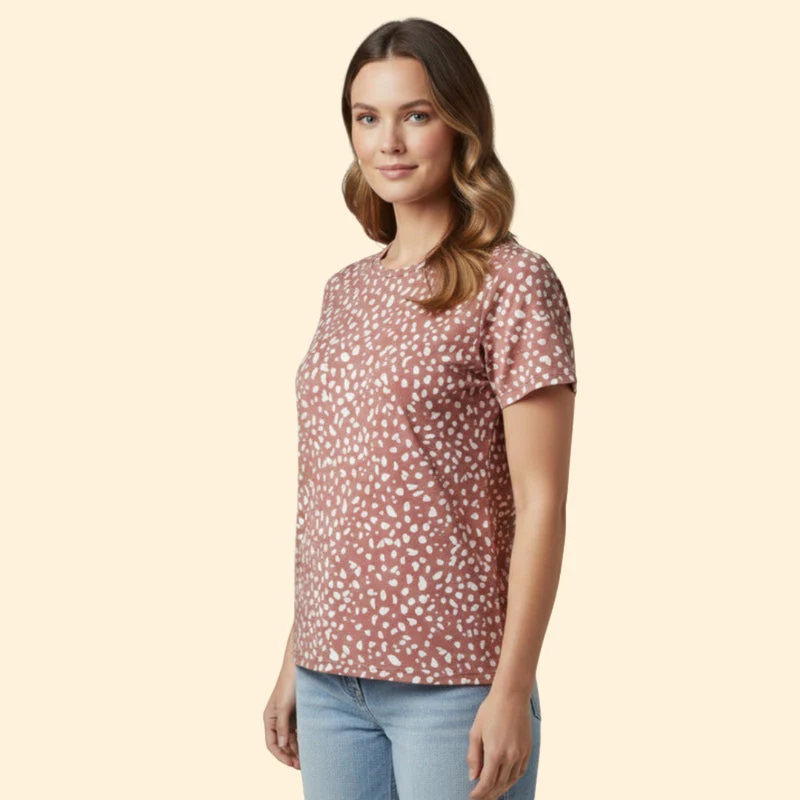 Women’s Casual T-Shirt with V-Neck Design - Image 3