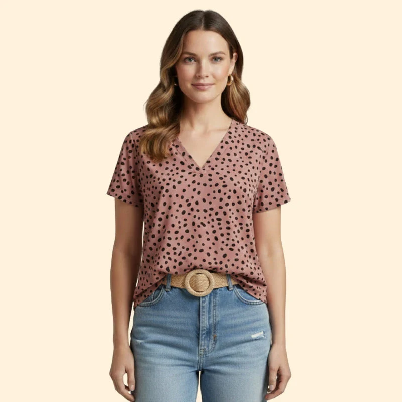 Women’s Casual T-Shirt with V-Neck Design - Image 6