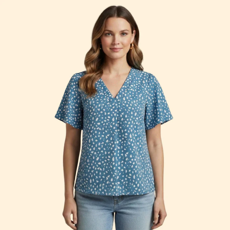 Women’s Casual T-Shirt with V-Neck Design - Image 9