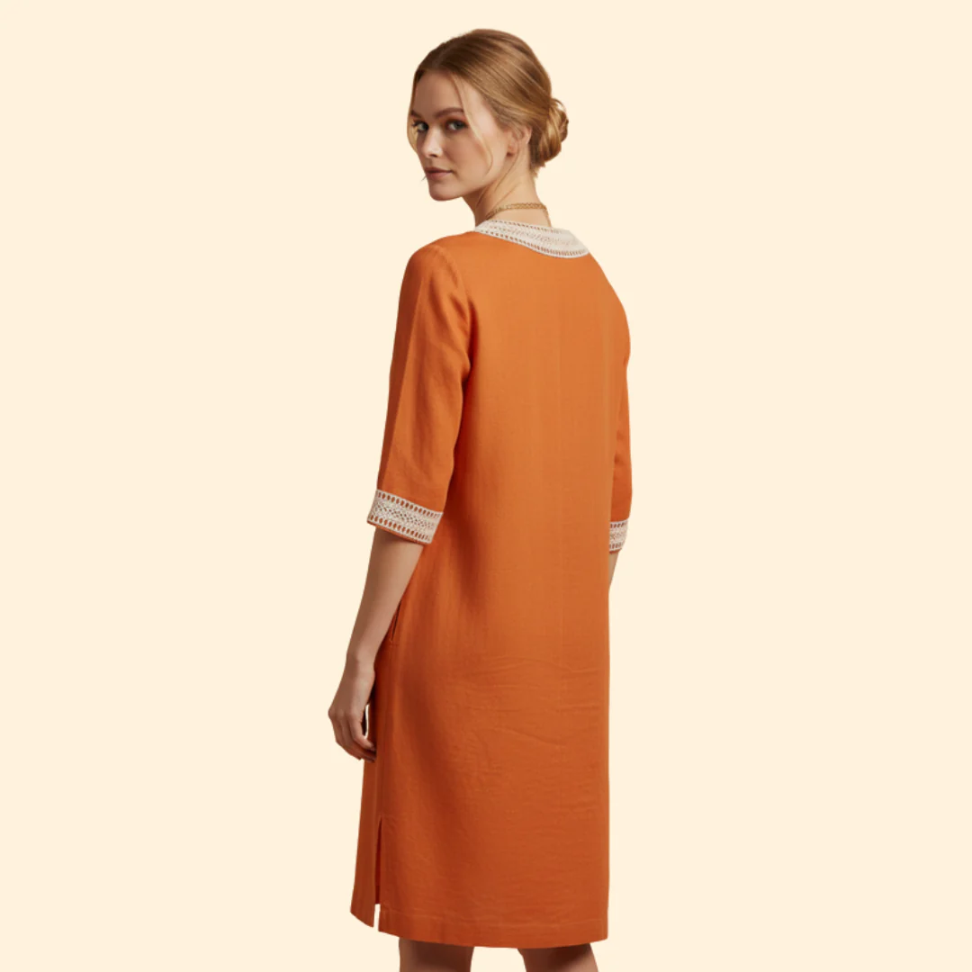 Women's Casual V-Neck Cotton Dress - Image 4