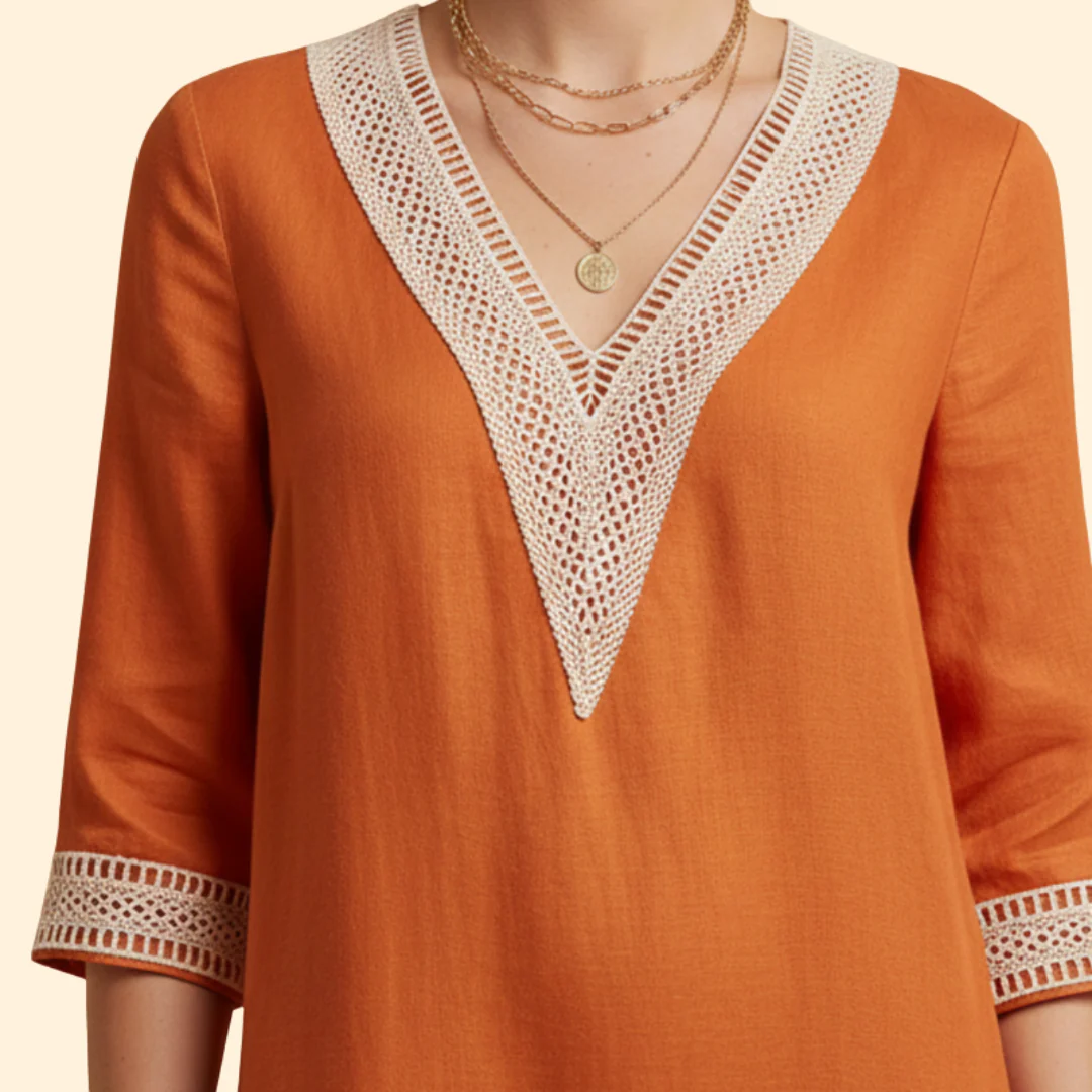 Women's Casual V-Neck Cotton Dress - Image 5