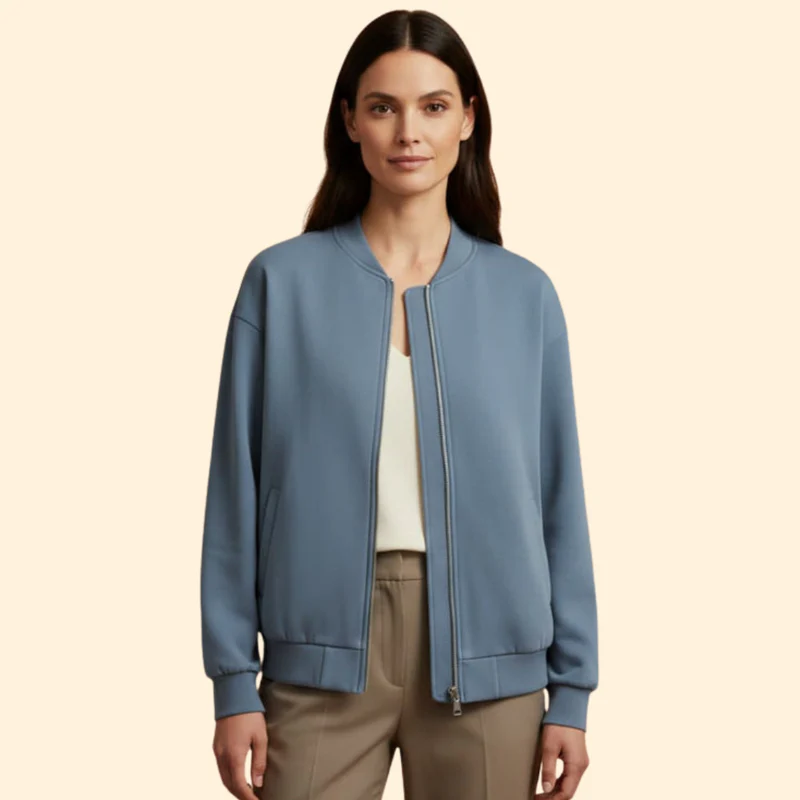 Women’s Casual Zip-Up Bomber Jacket - Image 2