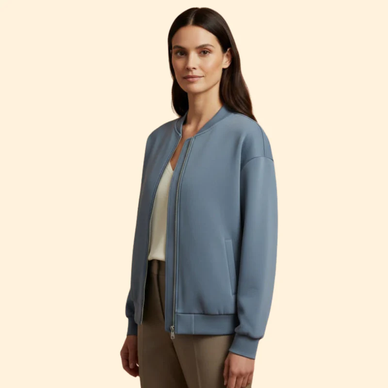 Women’s Casual Zip-Up Bomber Jacket - Image 3