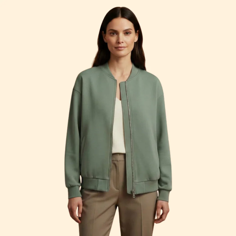 Women’s Casual Zip-Up Bomber Jacket - Image 5
