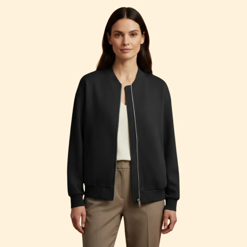 Women’s Casual Zip-Up Bomber Jacket - Image 6