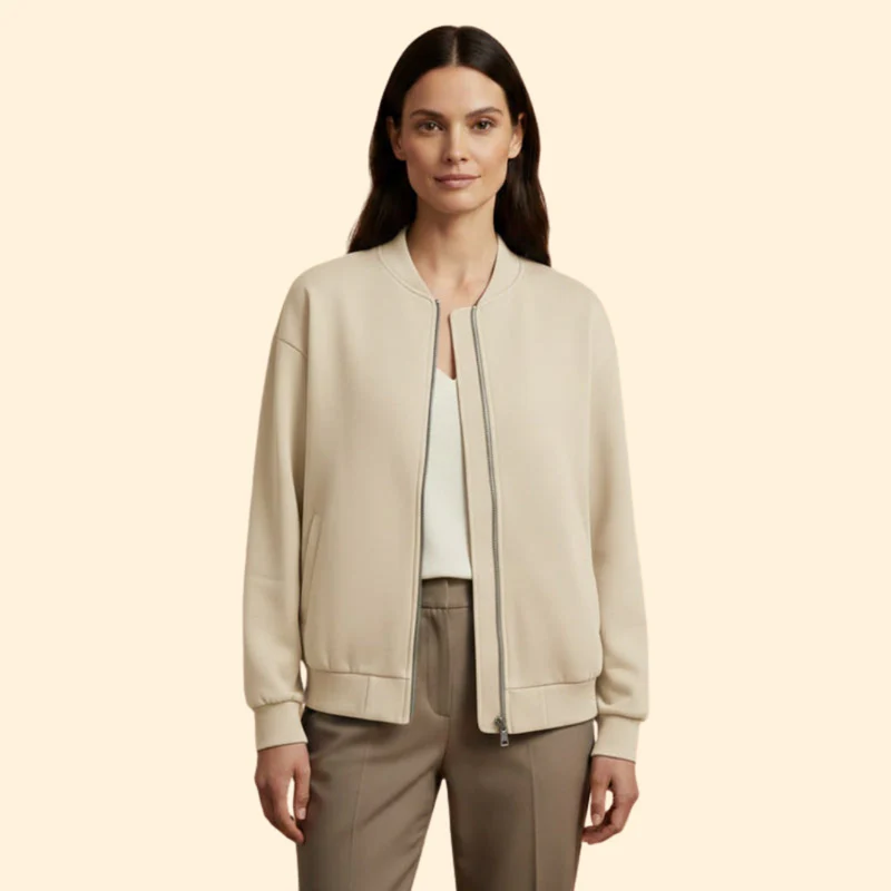 Women’s Casual Zip-Up Bomber Jacket - Image 7