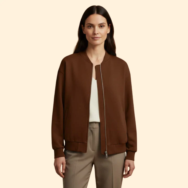 Women’s Casual Zip-Up Bomber Jacket - Image 8
