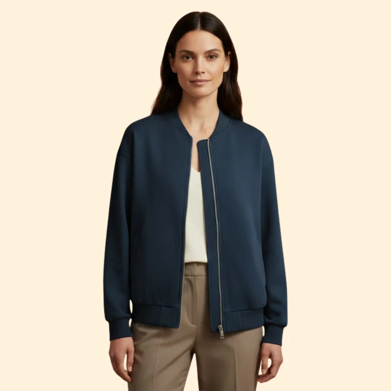 Women’s Casual Zip-Up Bomber Jacket - Image 9