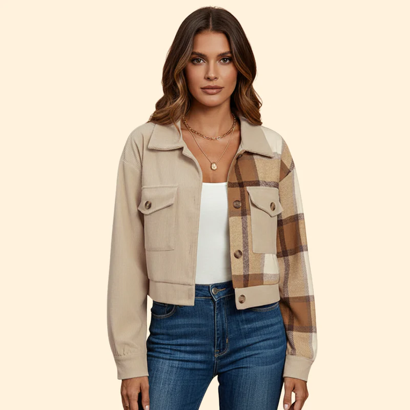 Women's Checked Bomber Jacket - Image 2