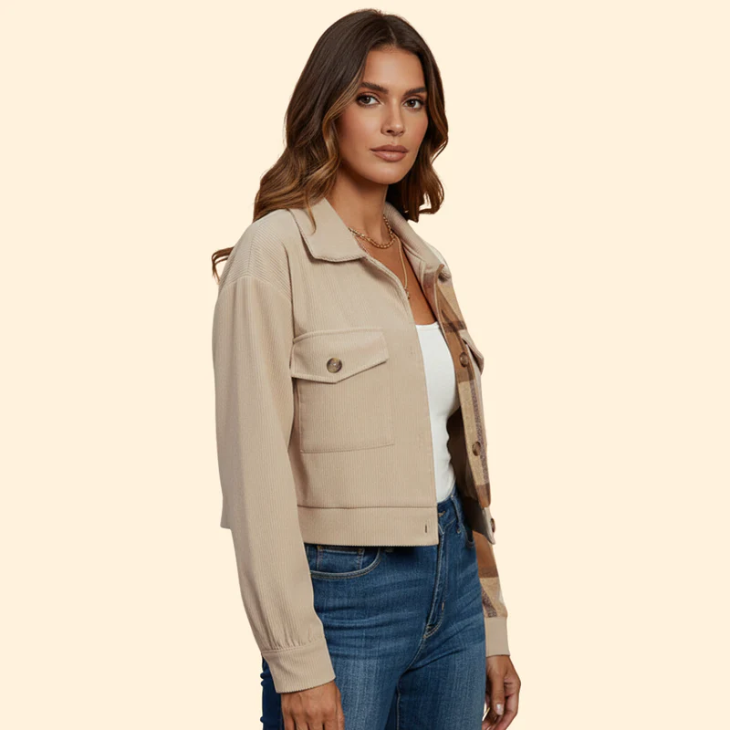 Women's Checked Bomber Jacket - Image 3