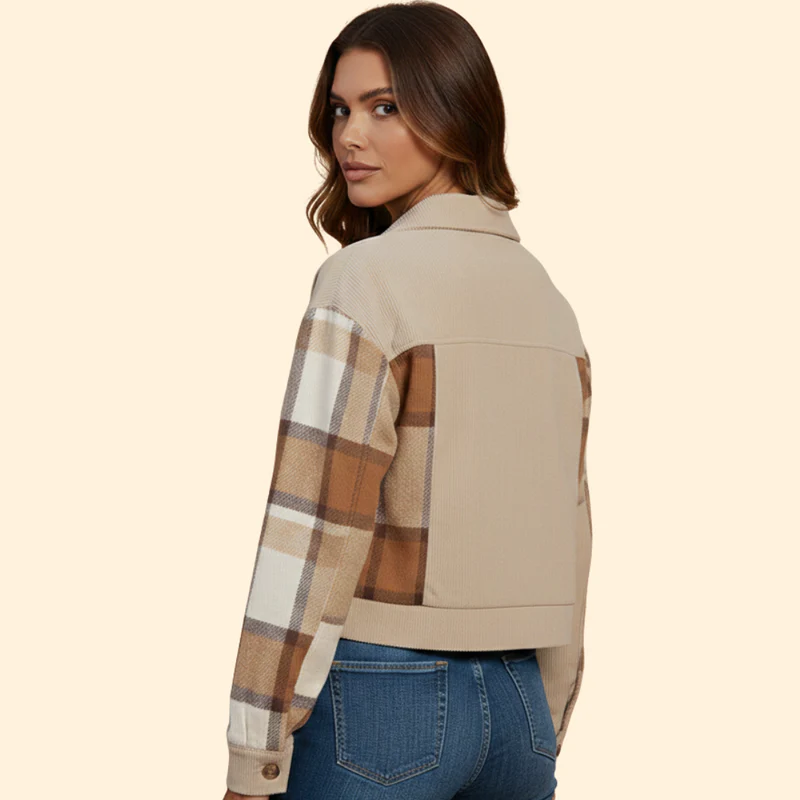 Women's Checked Bomber Jacket - Image 4