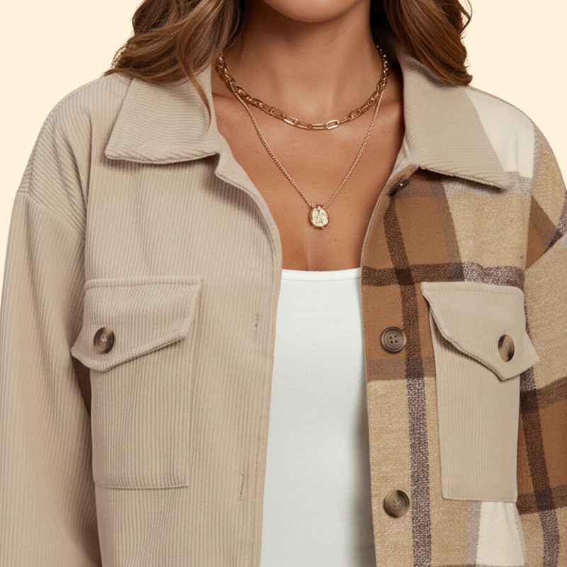 Women's Checked Bomber Jacket - Image 5
