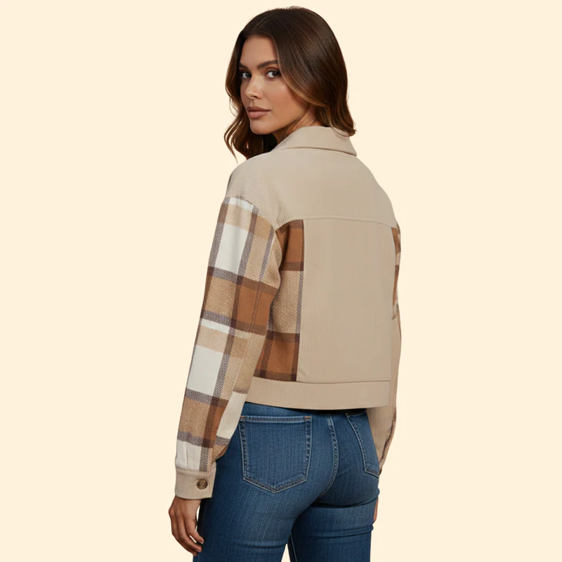 Women's Checked Bomber Jacket - Image 6