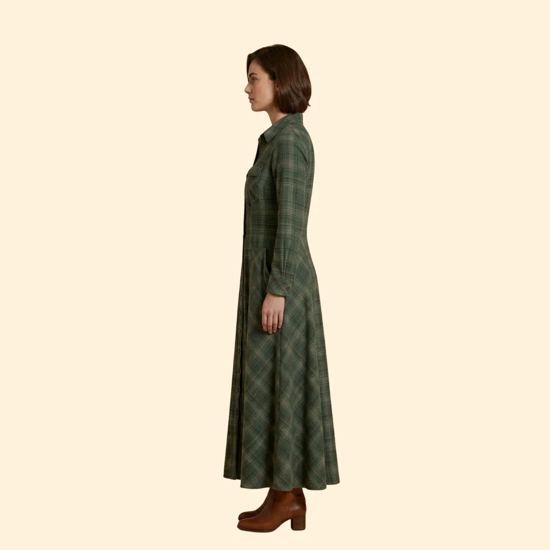 Women's Checkered Maxi Dress Pockets - Image 4
