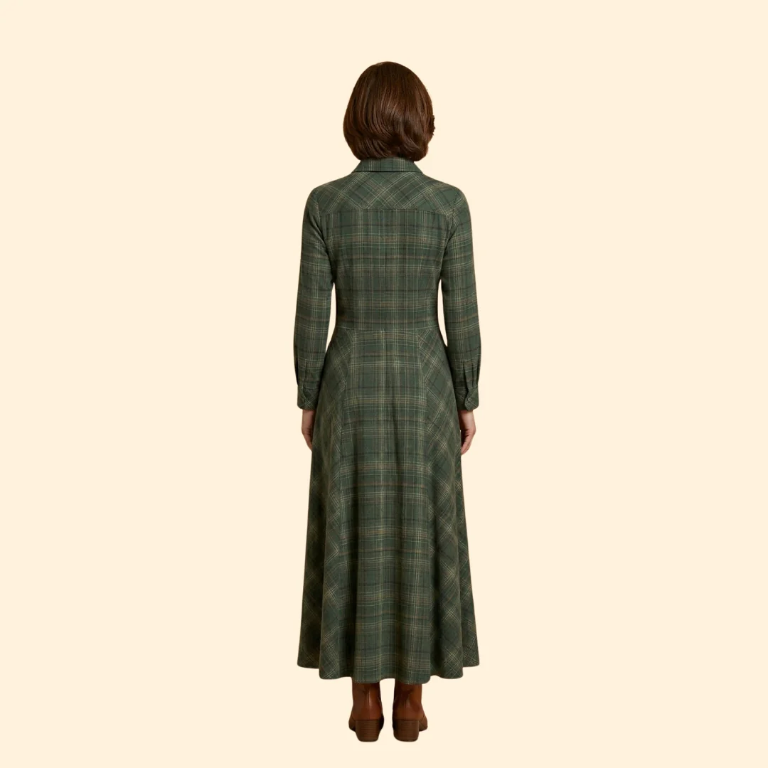 Women's Checkered Maxi Dress Pockets - Image 5