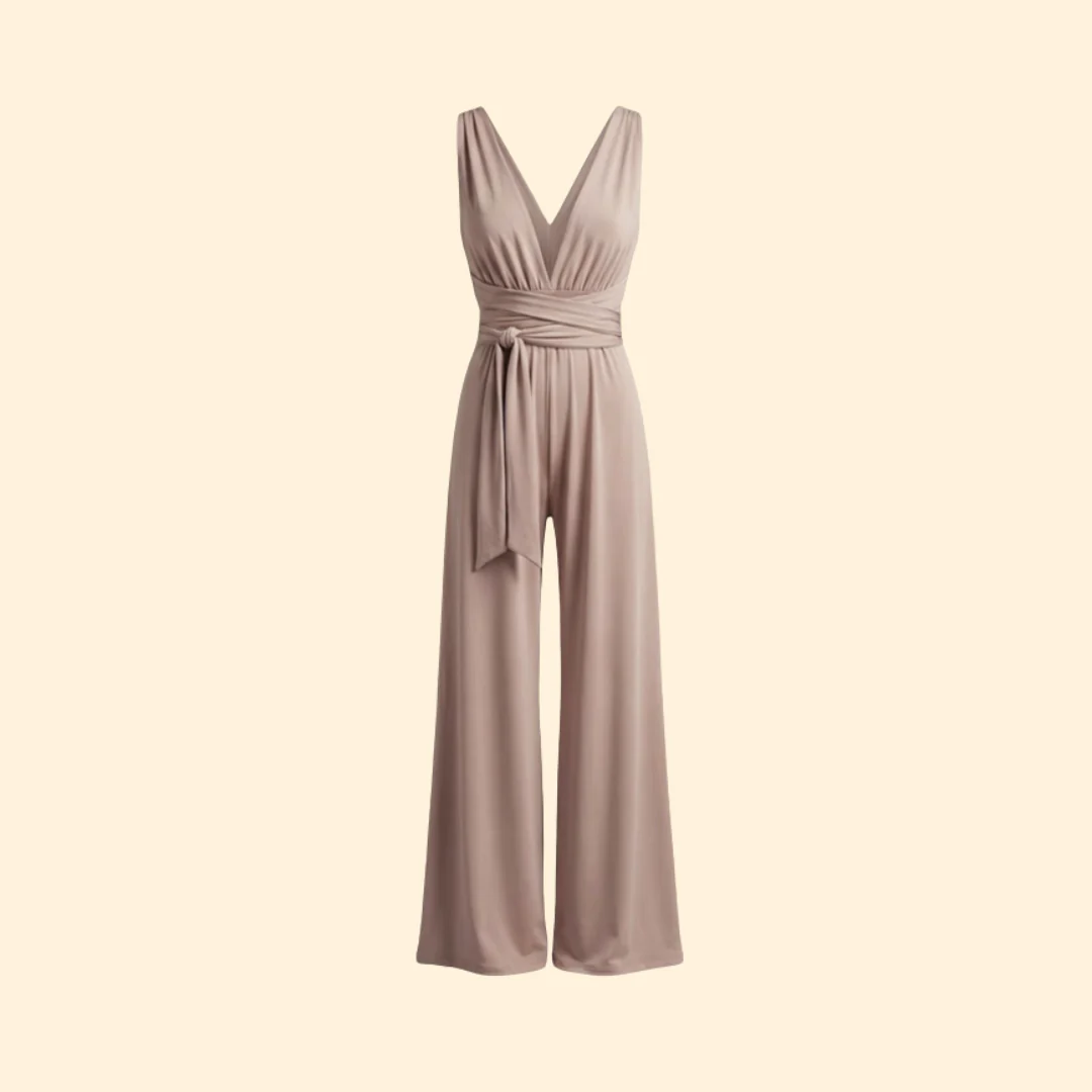 Women’s Chic Jumpsuit with Deep V Neckline