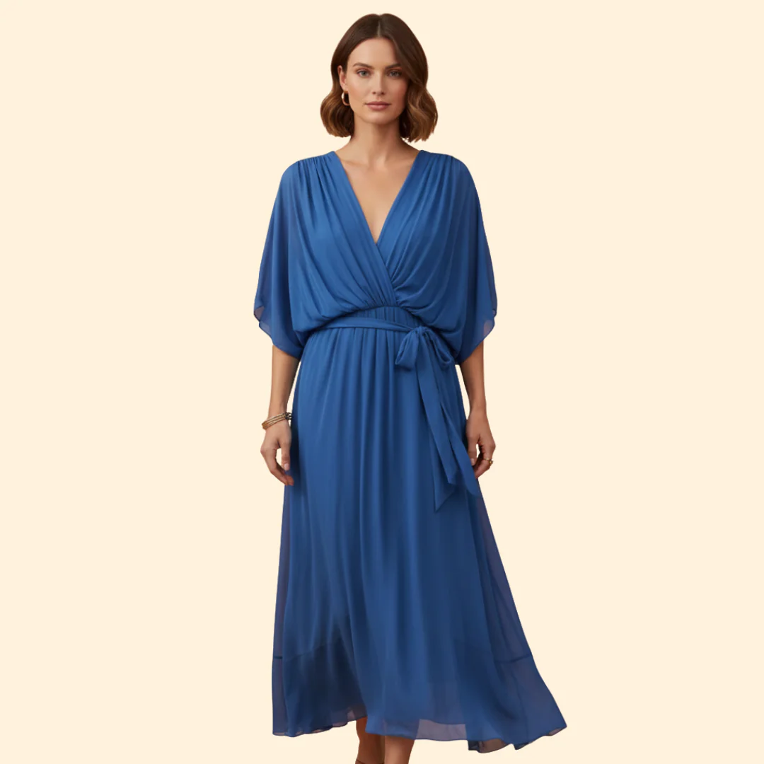 Women's Chiffon Midi Dress with V-Neck - Image 11