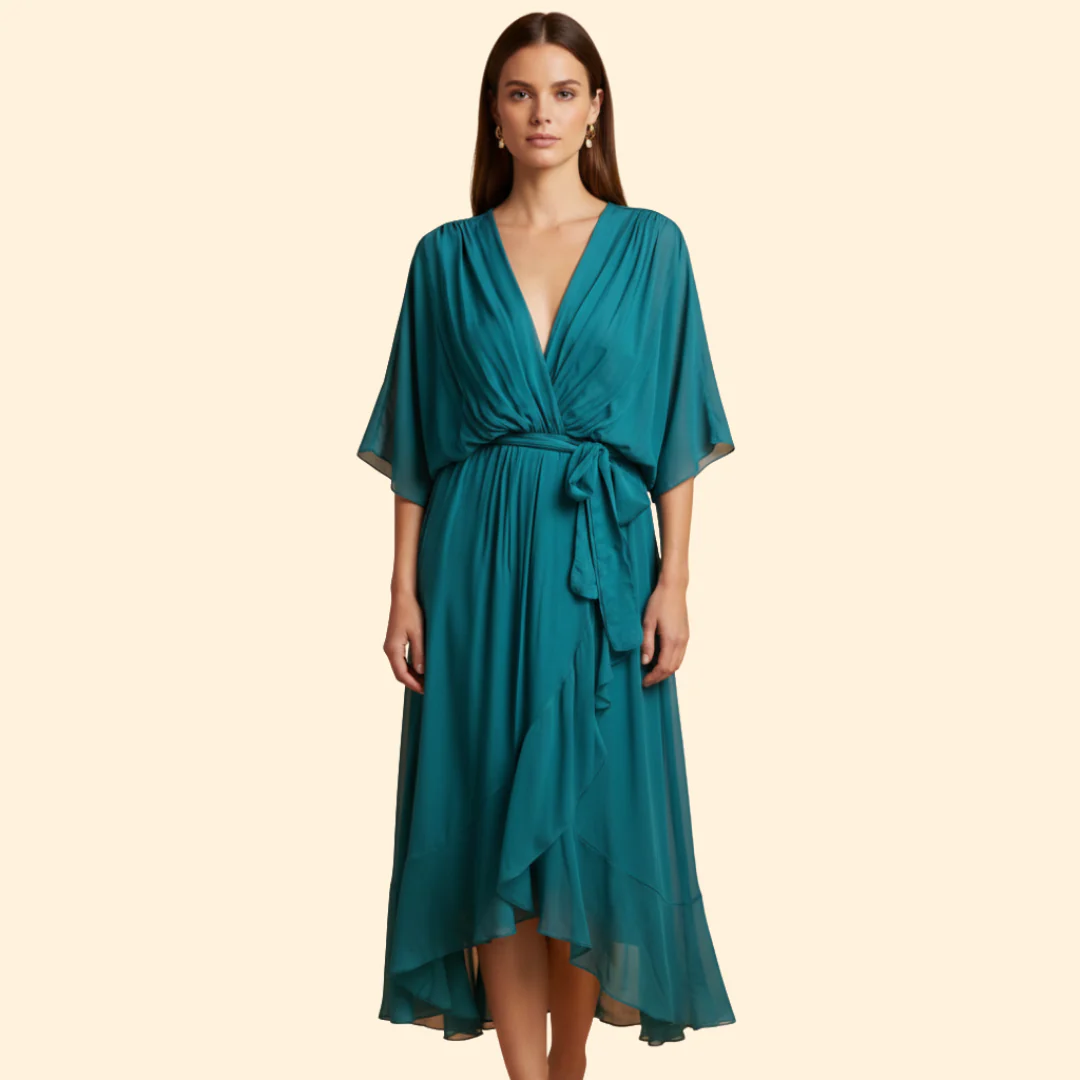 Women's Chiffon Midi Dress with V-Neck - Image 12