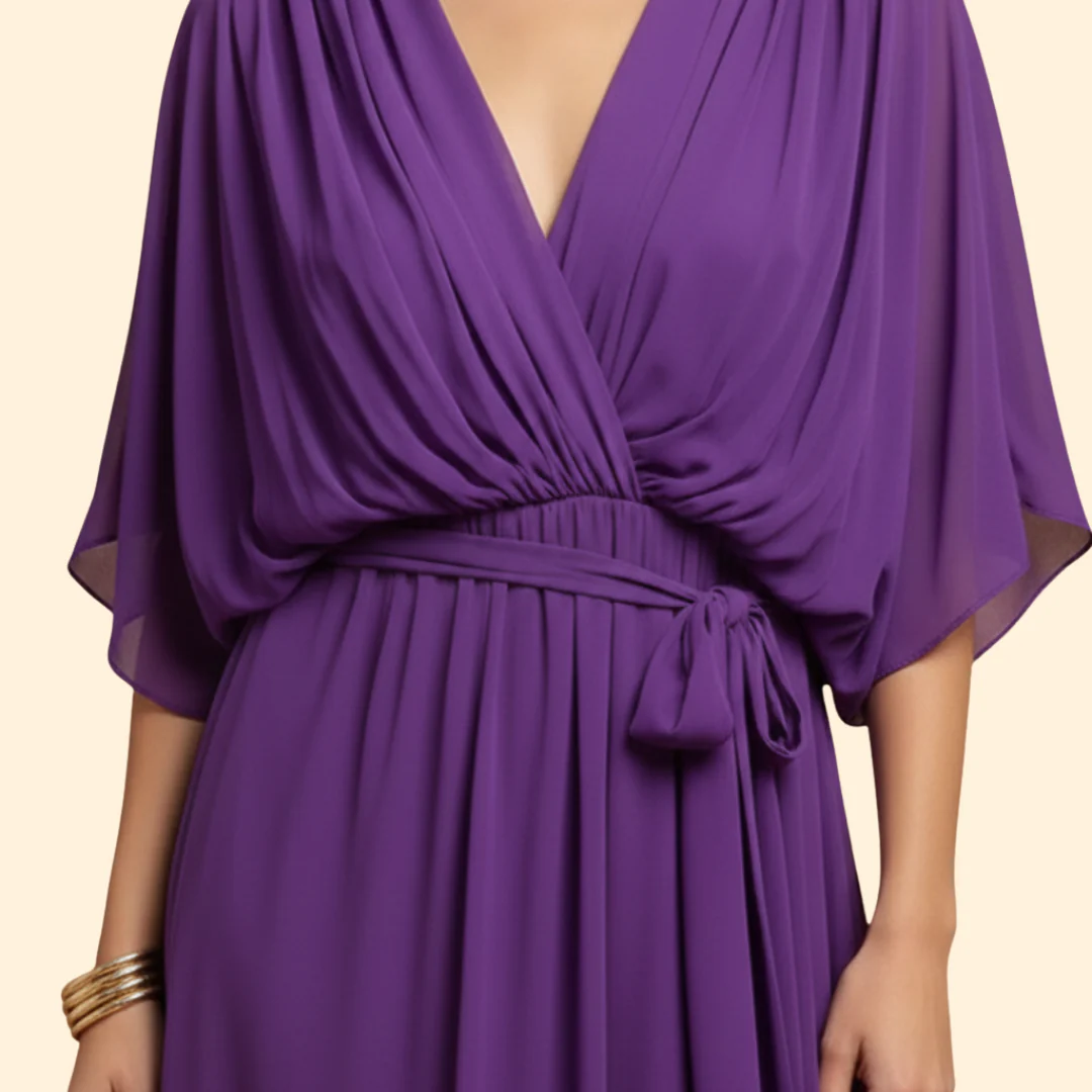 Women's Chiffon Midi Dress with V-Neck - Image 5