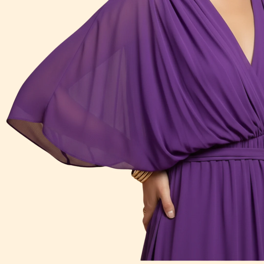 Women's Chiffon Midi Dress with V-Neck - Image 6