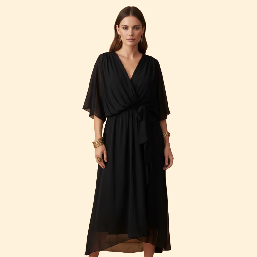 Women's Chiffon Midi Dress with V-Neck - Image 8