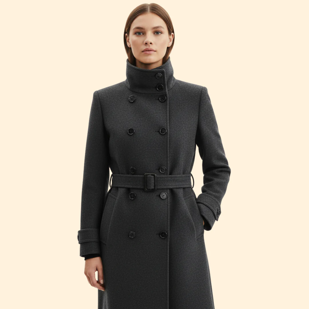 Women’s Coat with High Collar Detail - Image 2