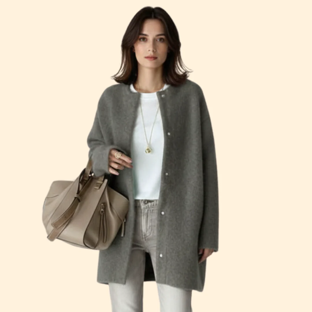 Women’s Coat with Round Neckline - Image 8