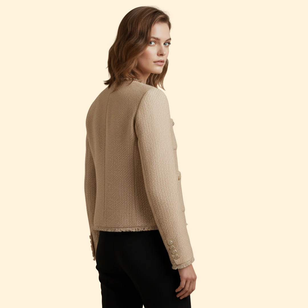 Women’s Collarless Jacket with Front Buttons - Image 4