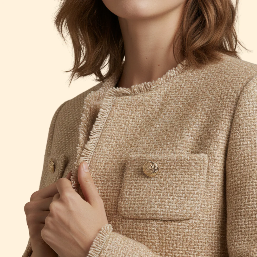 Women’s Collarless Jacket with Front Buttons - Image 5