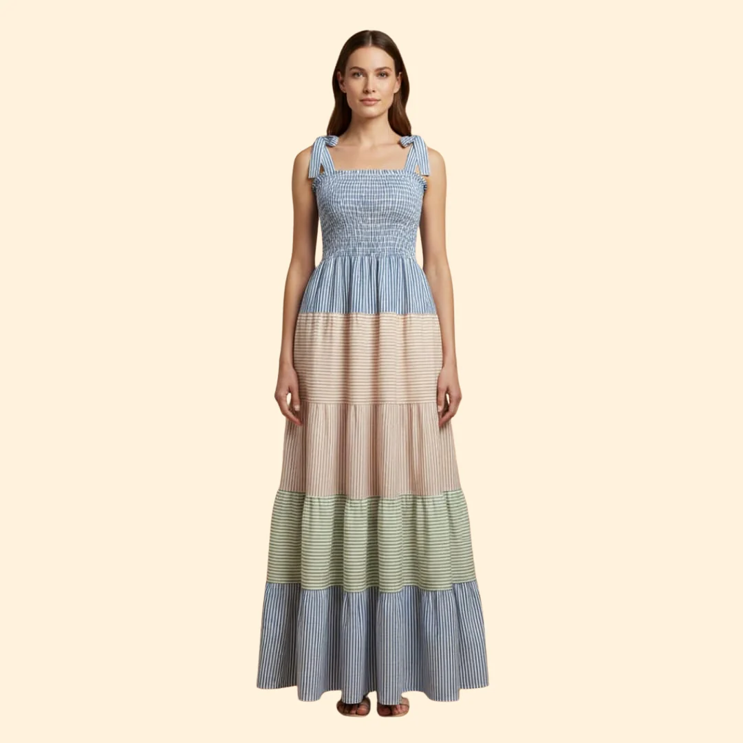 Women's Color-Block Maxi Dress - Image 2